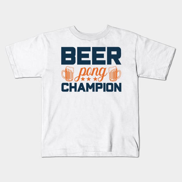 Beer Pong Champion Kids T-Shirt by kazumi